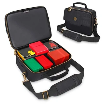 Image of ENHANCE MTG Card Box Storage Case Deck Holder Carrying Compatible with Magic Cards, Pokemon Trading Cards Against Humanity, &amp; Other Games Includes Pencil Loops Pockets