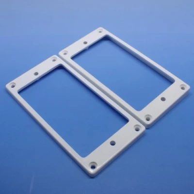 Image of Pair of humbucker pickup surround rings flat bottomed choice size and colour. (4mm 5mm + 7mm, White)
