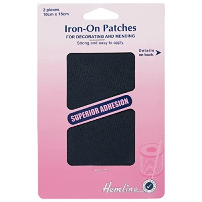 Image of Hemline Cotton Twill Iron On Repair Mending Patch 10x15cm Navy by