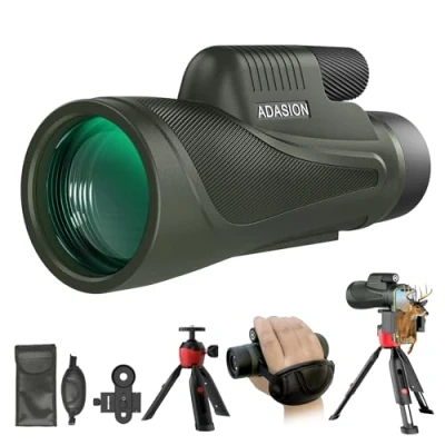 Image of 12x56 HD Monocular Telescope with Smartphone Adapter, Upgraded Tripod, Hand Strap High Power Clear Low Light Vision for Star Watching Lightweight Bird Hunting