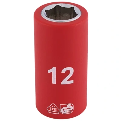Image of Draper Fully Insulated VDE Socket, 3/8&quot; Sq. Dr., 12mm