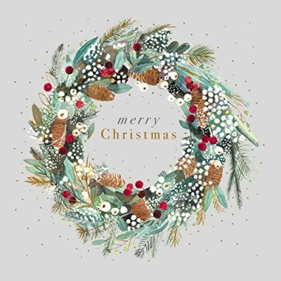 Image of the Great British Card Paper House Pack of 6 Artistic Charity Christmas Cards &#039;&#039;Christmas Wreath &#039;&#039; Same Design, Multi, 146 x 8mm