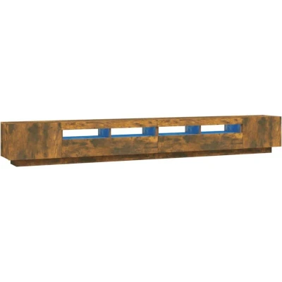 Image of vidaXL 3 Piece TV Cabinet Set with LED Lights Smoked Oak Engineered Wood