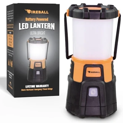 Image of Blazin’ Fireball Battery Powered Lantern 1000 Lumen Brightest LED Hurricane, Emergency, Storm, Camping Light Operated Torch 4 Modes, Dimming, Water Resistant