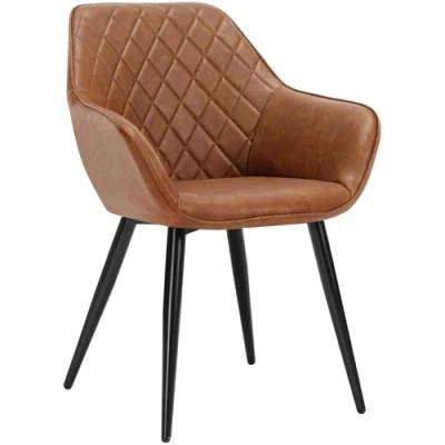 Image of WOLTU 1 X Dining Chair Brown Kitchen Reception Faux Leather with Padded Seat,Chair Arms and Back for Counter Lounge Living Room,BH251br