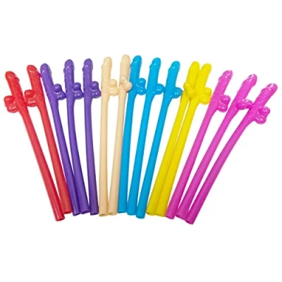 Image of 15 X Hen Party Penis Willy Straws Night Out Novelty Sucking Drinking Toy Games Colourful Multi Colour Accessories Bride to Be Do Bag Filler
