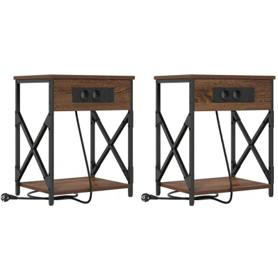 Image of vidaXL Bedside Cabinet 2 pcs Brown oak Engineered wood