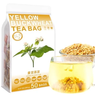Image of Plant Gift Yellow Buckwheat Tea Bag 8.81oz (5g*50bags) Buckwheat, Chinese Pure Natural, Health Care Mixed Tea, Combination of Floral 250g 黄苦荞茶