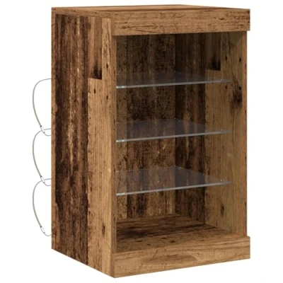 Image of vidaXL Rustic Solid Pine Wood Sideboard Reclaimed Buffet With Glass Shelves Medium Storage Dining Room Furniture