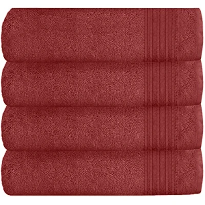 Image of GC GAVENO CAVAILIA Luxury Quick Dry Bath Sheet, 100% Egyptian Cotton Highly Absorbent Bathroom Towel Set, New Hampton, Red
