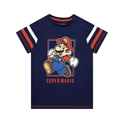 Image of Super Mario Boys T Shirt Blue 5 6 Years