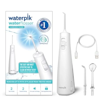 Image of Waterpik Pulse Water Flosser Cordless, Oral Health Foundation Approved, and Plaque Remover for Teeth, 2 x Floss Pressure Settings, 45 Seconds of Flossing, Tips Included