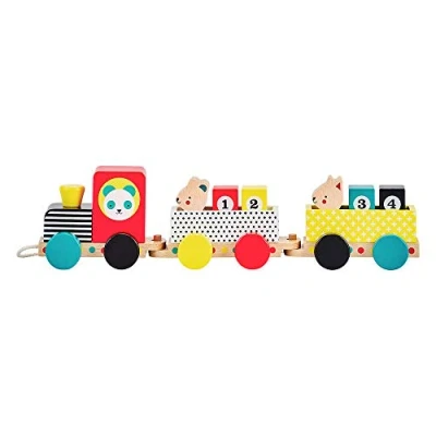 Image of Petit Collage PTC518 Animal Friends Wooden Pull Along Train, Multicoloured, One Size