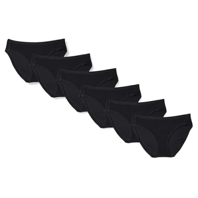 Image of Amazon Essentials Women&#039;s Cotton Bikini Brief Underwear (Available in Plus Size), Pack of 6, Black, 6XL