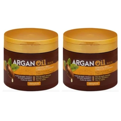 Image of Pack 2 Argan Oil Mask Dry and Damaged Hair. Jars of 400 ml. Total 800 Deliplus