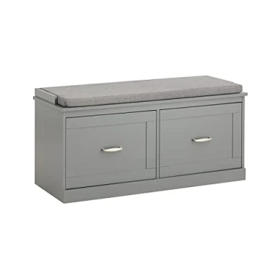 Image of SoBuy FSR131 HG, Hallway Storage Bench Shoe Rack Cabinet with 2 Doors and Seat Cushion, Grey