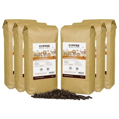 Image of Coffee Masters Super Crema Espresso Beans 6x1kg Intensely Strong Dark Roasted Blend of Arabica and Robusta Whole Ideal for Machines