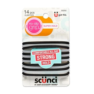 Image of Scunci No slip Grip Evolution Jelly Ponytailers, 14 Count, Colors may vary by