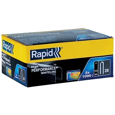 Image of Rapid High Performance No.28 White Cable Staples, Leg Length: 10 mm, 11893511 5000 Pieces