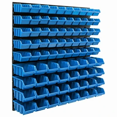 Image of Storage System Wall Shelf 770 x 780 mm 82 Pieces Box Stacking Boxes Extra Strong Plates Expandable Workshop Shelving Boltless
