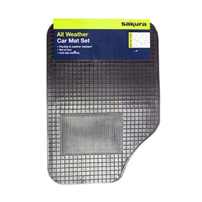 Image of Sakura SS3600 Universal Rubber Car Mat Set, Black