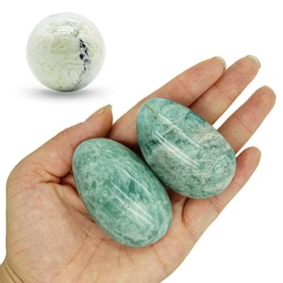Image of Amazonite Palm Stone 2 Pcs Pocket Energy Stone, Smooth Healing Crystal Worry (Amazonite)