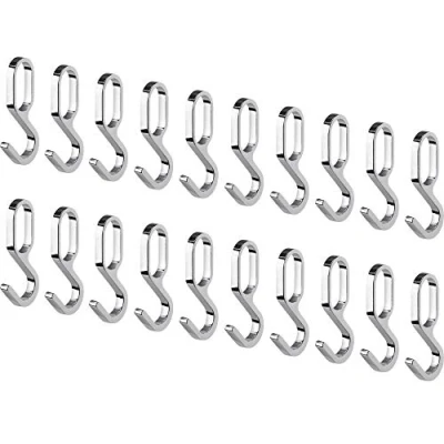 Image of Gedotec Hanging Hooks for Wardrobe Rail Oval Cupboard Tube S Metal Polished Chrome Clothes 30 x 15 mm Pack of 20 Design Coat Hanger Furniture Rails