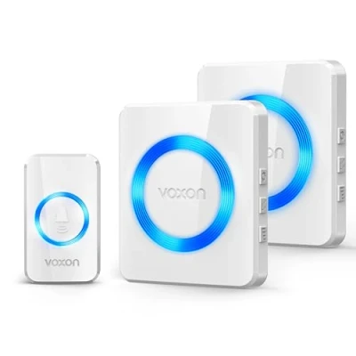 Image of VOXON Wireless Doorbell with 2 Receivers, IP65 Waterproof Plug in Door Bell Battery Operated, 1300ft Long Range Cordless Chime Kit LED Flash, 4 Volume Levels, 38 Melodies, White