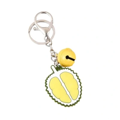 Image of CAOXIAN Cute Durian with Bell Keychain Fruit Key Ring Model Keyring Chain Cartoon Tropical Fruits Pendant Car Bag Accessories