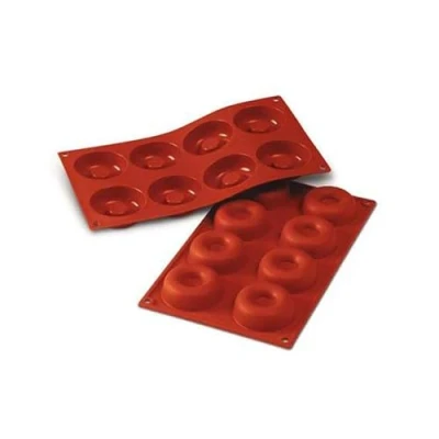 Image of silikomart 20.011.00.0065 Mould 8 savarins Classic, Silicone, Red