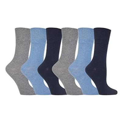 Image of Sockshop womens diabetic socks (pack of 6 pairs) One size 4 8 uk, Blue 33