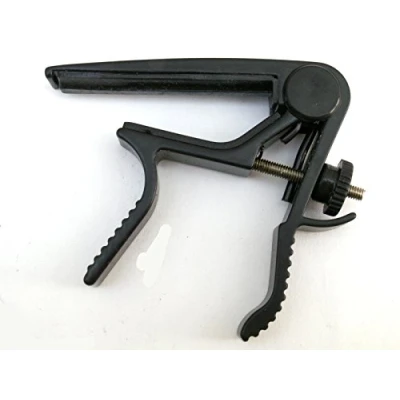 Image of Black guitar capo alloy lever action for acoustic folk or classical steel nylon strings
