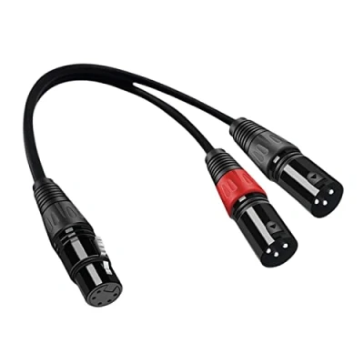 Image of Perfeclan Dmx 3 Pin Male to XLR 5 Female Cable Light Converter Adaptor Y Splitter for Equalizers Speakers Recording Studio, 0.5 meter