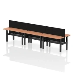 Image of Air B2B 1400x600mm Adjustable 6P Bench Desk CP Beech/Black + Screen