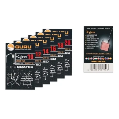 Image of Guru Kaizen PTFE Coated Spade End Barbless Hooks Size 18