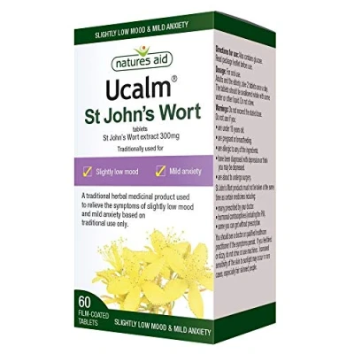 Image of Ucalm St Johns Wort, Relieve The Symptoms of Slightly Low Mood and mild Anxiety, 60 Vegan Tablets
