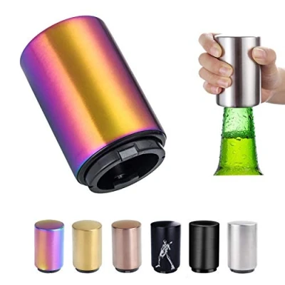 Image of Push Down Bottle Opener,Magnetic Beer Opener,Press Automatic Opener,Magnet Cola Soda Crown Cap Top Opener Tool Kitchen Gadgets Accessories Christmas Gifts for Men
