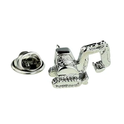 Image of Rhodium Plated Excavator/Digger Lapel Pin Badge