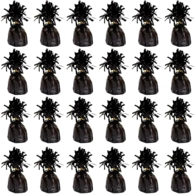Image of Foil Helium Balloon Weights Pack of 24 Durable &amp; Colourful Black for Birthdays Parties, Events Celebrations Perfect Weight Holders