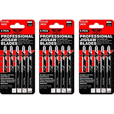 Image of 15 x TopsTools T111C Jigsaw Blades Compatible with Bosch, Dewalt, Makita, Milwaukee and many more