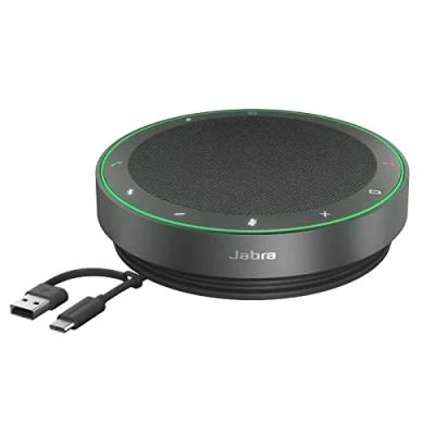 Image of Jabra Speak2 75 Wireless Bluetooth Speakerphone with 4 Noise cancelling Mics, Full range 65mm Speaker and Super wideband Audio Certified for Zoom Google Meet Dark Grey