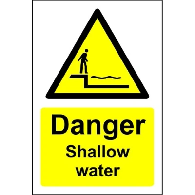 Image of Danger shallow water Safety sign 1.2mm Rigid plastic 300mm x 200mm