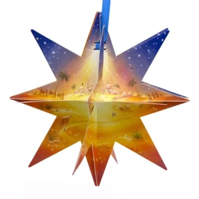 Image of Carousel Home Pop up 3D Star of Bethlehem Christmas Advent Calendar Shaped Picture Traditional Nativity 29cm