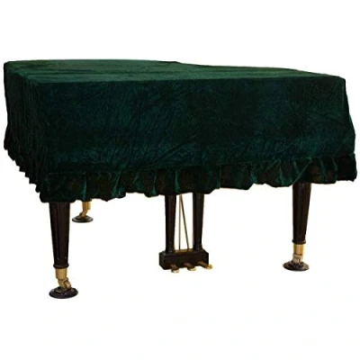 Image of Pevfeciy Piano Cover Grand Colorfast Dust Tight Decorated Cover, Soft with Folded Hem Comfortable Thickening for Piano,Dunkelgrün,150 160cm