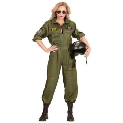 Image of W WIDMANN MILANO Party Fashion Women&#039;s Fighter Jet Pilot Costume, Jumpsuit, Aviation, Soldier, Military, Carnival, Theme Parties