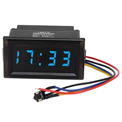 Image of Digital Clock 12V Electronic Power Off Memory Function Dc4.5 30V Waterproof Dustproof Car Auto Led Display (Blue)