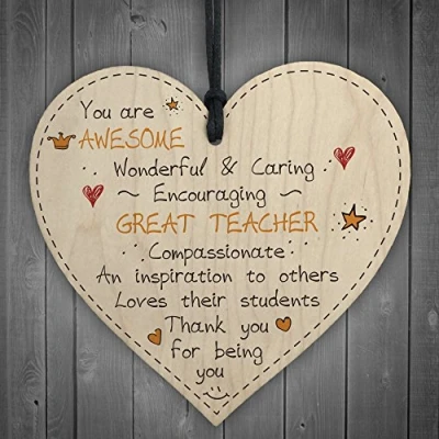 Image of RED OCEAN Great Teacher Leaving Nursery/School Wooden Heart Plaque Preschool Thank You Gift