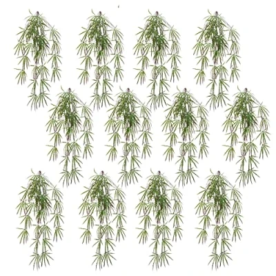 Image of Leaf Pack of 12 Design Artificial Hanging Fern Foliage Plants,100cm