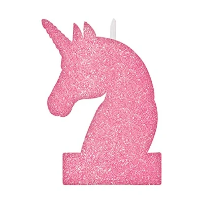 Image of Amscan 171929 Magical Unicorn Kids Birthday Party Glitter Cake Candle 8cm x 13cm