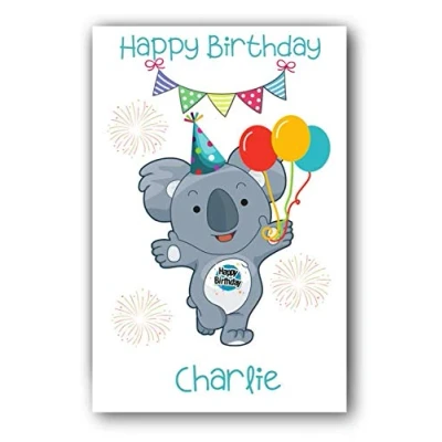 Image of Second Ave Personalised Children&#039;s Kids Koala Bear Birthday Card Custom Greetings